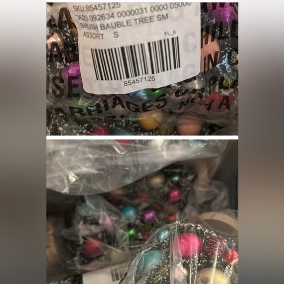 Set of 2 snowy brush trees w ornaments - Picture 5 of 5